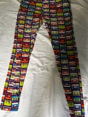 LuLaRoe Cassette Tape Print Leggings - Multicolor OS